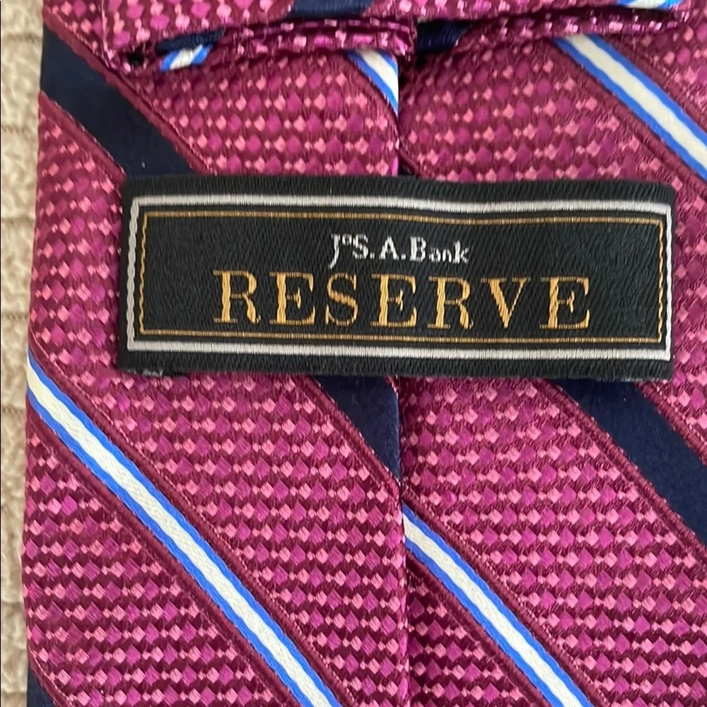 Jos. A. Bank Burgundy and Navy Striped Tie